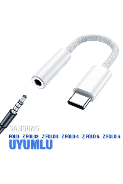 Samsung Fold ZFold2 ZFold3 ZFold4 ZFold5 ZFold 6 3.5mm Type-C Jack Çevirici Kulaklık Dönüştürücü