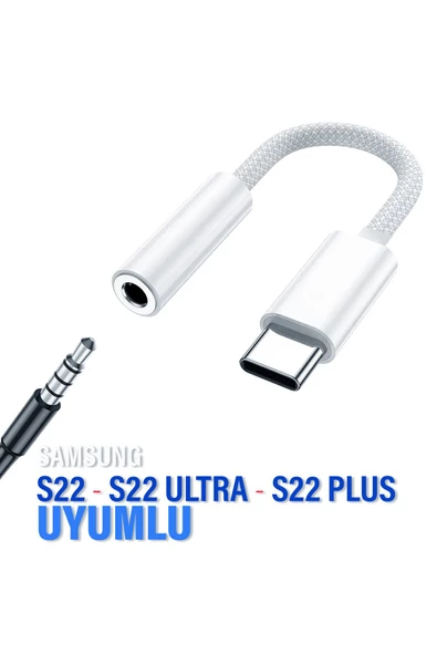 Samsung S22 - S22 Ultra - S22 Plus TypeC 3.5mm Kulaklık Dönüştürücü Çevirici Jack Aparat Type-C