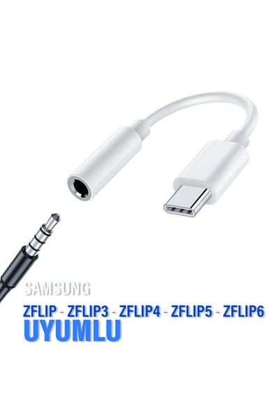 Samsung ZFlip-ZFlip3-ZFlip4-ZFlip5-ZFlip6 3.5mm Jack Aparat Çevirici Kulaklık Dönüştürücü Type-c