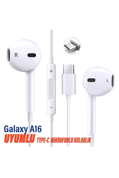 Samsung Galaxy A16 Uyumlu Type C Kulaklık Mikrofonlu Beyaz
