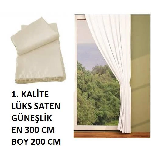 KREM RENK SATEN GÜNEŞLİK 1. KALİTE 290 cm en - 200 cm boy ürün görseli 1