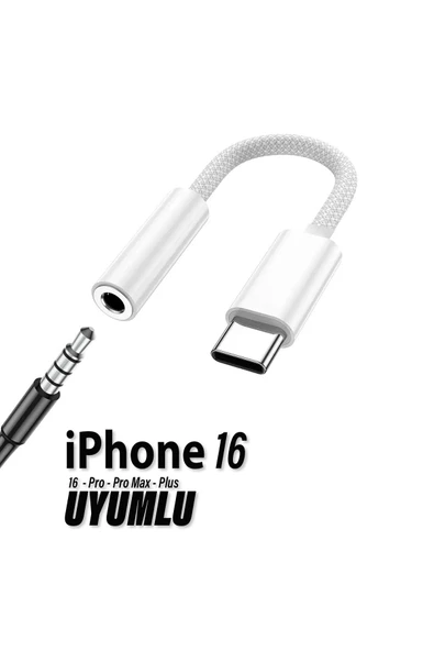 iPhone 16-16 PLUS-16 PRO- 16 PRO MAX Kulaklık Dönüştürücüsü Type-C Çevirici Aparat