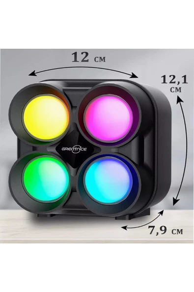 Kablosuz Bluetooth Hoparlör FM Radyo Rgb Işıklı Android Apple Uyumlu Taşınabilir Hoparlör Speaker - 3