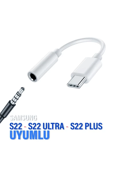 Samsung S22 - S22 Ultra - S22 Plus TypeC 3.5mm Kulaklık Dönüştürücü Çevirici Jack Aparat Type-C