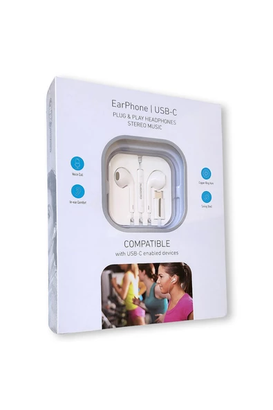 Type-C Mikrofonlu Kulaklık Samsung S23 - S23 fe - S23 Ultra - S23+ Plus Uyumlu Beyaz - Resim 5