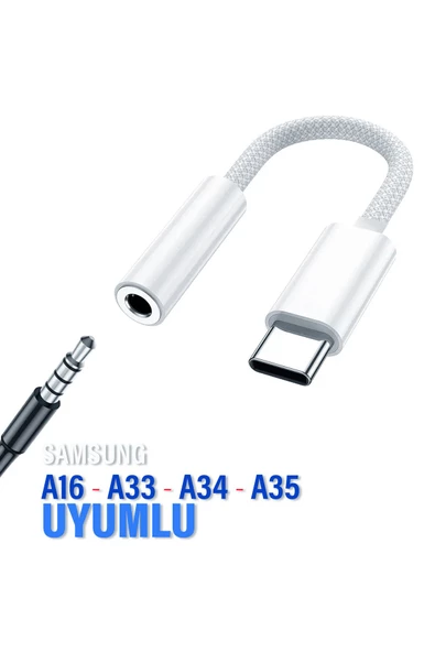Samsung A16 A33 A34 A35 Typec Kulaklık Dönüştürücü Type-C 3.5mm Çevirici Jack Aparat