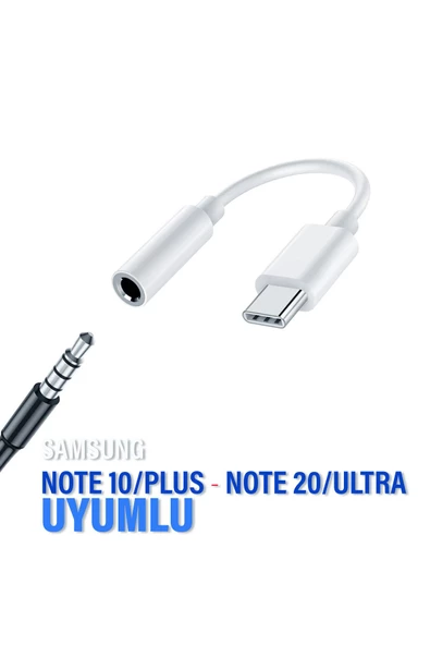 Samsung Note 10-10 Plus Note 20-20 Ultra 3.5mm Çevirici Jack Aparat Kulaklık Dönüştürücü Type-C