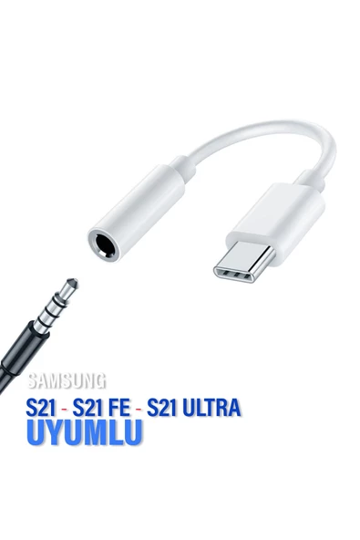 Samsung S21 - S21 FE - S21 Ultra  TypeC 3.5mm Çevirici Jack Aparat Kulaklık Dönüştürücü Type-C