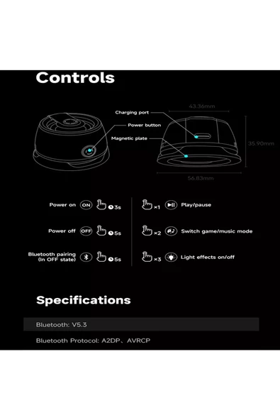 Bluetooth Hoparlör Yüksek Ses Mini Bass Manyetik Mıknatıslı Kablosuz Speaker Ses Bombası - 7