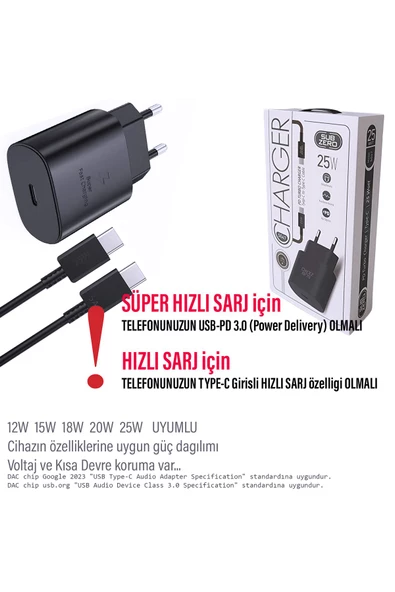 Samsung Galaxy A06 Uyumlu Şarj Aleti 25W HIZLI Şarj Type C Kablolu - 3