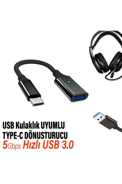 Telefon Type-C Girişi İçin USB Kulaklık Dönüştürücü Type C to USB