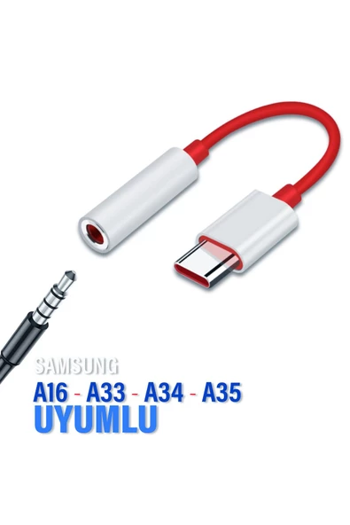 Samsung A16 A33 A34 A35 Typec Kulaklık Dönüştürücü Type-C 3.5mm Çevirici Jack Aparat