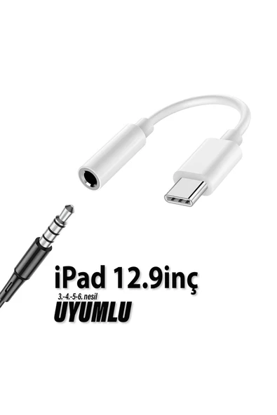 iPad 12.9inç 3. 4. 5. 6. nesil Uyumlu Kulaklık Dönüştürücüsü Type-C Çevirici Aparat