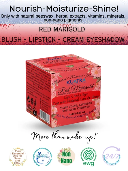 Kuatra Red Marigold Doğal İçerikli Nemlendirici - Antioksidan Işıltı Veren Balm (Ruj - Allık - Göz Farı) 7ml - 5