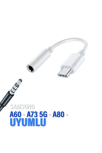Samsung A73 5G A80 A60 Type C Jack Aparat Kulaklık Dönüştürücü 3.5mm Çevirici Type-C