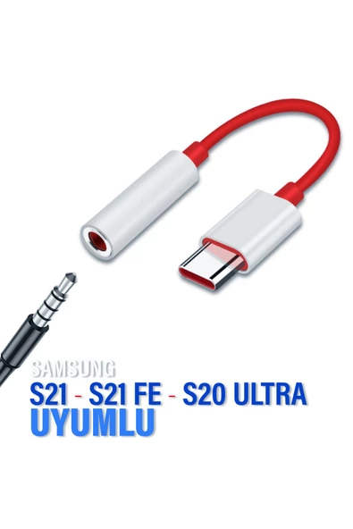 Samsung S21 - S21 FE - S21 Ultra  TypeC 3.5mm Çevirici Jack Aparat Kulaklık Dönüştürücü Type-C