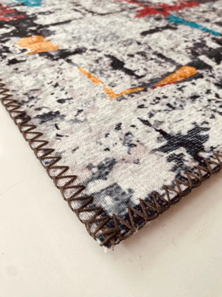 Dijital Baskı Kaymaz Taban Yıkanabilir Kesme Yolluk Oda Salon Mutfak Modern Çok Renkli Halı - 5