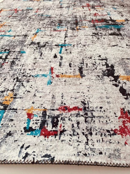 Dijital Baskı Kaymaz Taban Yıkanabilir Kesme Yolluk Oda Salon Mutfak Modern Çok Renkli Halı - 4