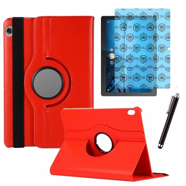 Lenovo Tab M10 TB X505F Uyumlu Kılıf Ekran Koruyucu Ve Kalem Set Kırmızı ürün görseli 1