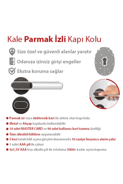 Kale Kilit  Kale Parmak Izli Kol Seti-mat Siyah Kd050/50-120 - 2