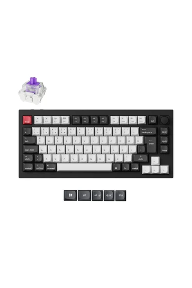 Keychron Q1 Hall-Effect %75 RGB Türkçe Nebula Switch Kablosuz Siyah Beyaz Mekanik Klavye - 6