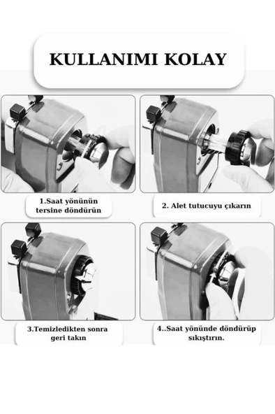 Mas Kollu Masa Tipi Metal Kalemtraş Küçük Siyah 6730 - 7