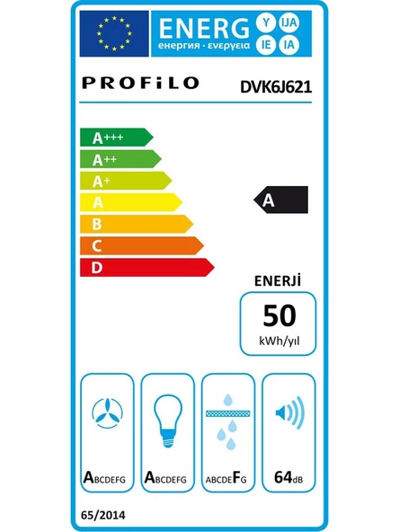 PROFİLO DVK6J621 Beyaz Cam Yüzey Duvar Tipi Davlumbaz - 5