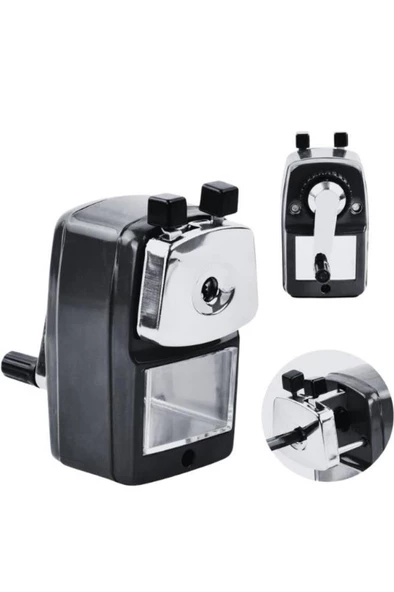 Mas Kollu Masa Tipi Metal Kalemtraş Küçük Siyah 6730 - 5