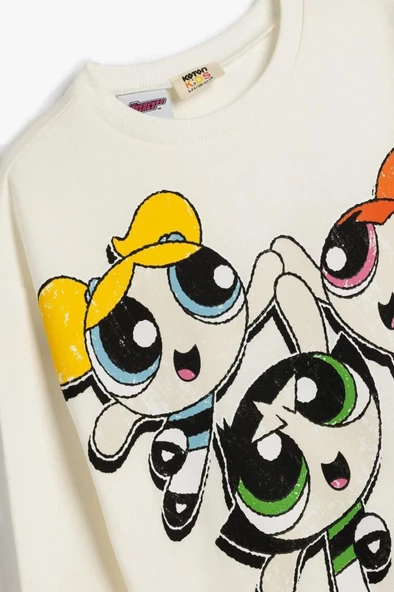 Koton Kız Çocuk Powerpuff Girls Sweatshirt Lisanslı Uzun Kollu Bisiklet Yaka Şardonlu - 3