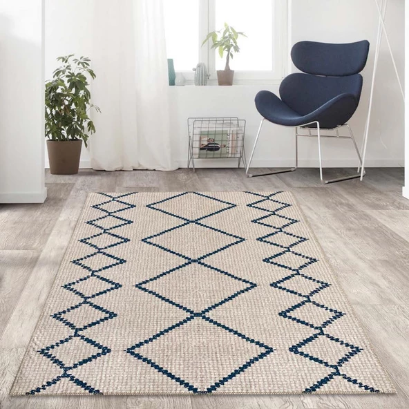 Dijital Baskı Kaymaz Taban Yıkanabilir Kesme Yolluk Oda Salon Mutfak İskandinav Krem Halı - 3