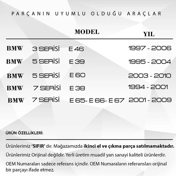 BMW E46,E39,E60,E38 için Arka Perde Tamir Plastik Parçası Klips - 2