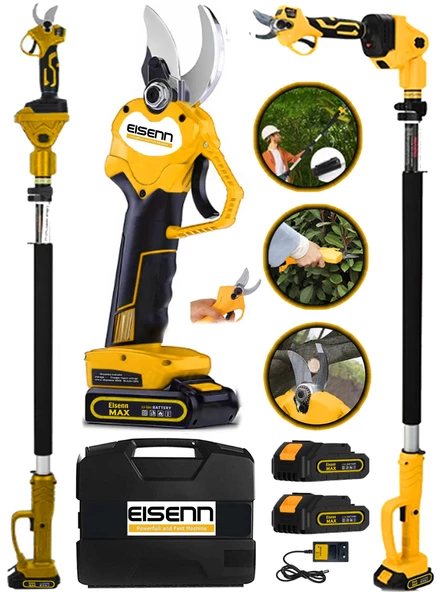Eisenn Alman E-4230-S Teleskop Uzatmalı + Çift Akü 10 Pilli Bağ Budama Makası 32 MM Çelik Bıçak - 2