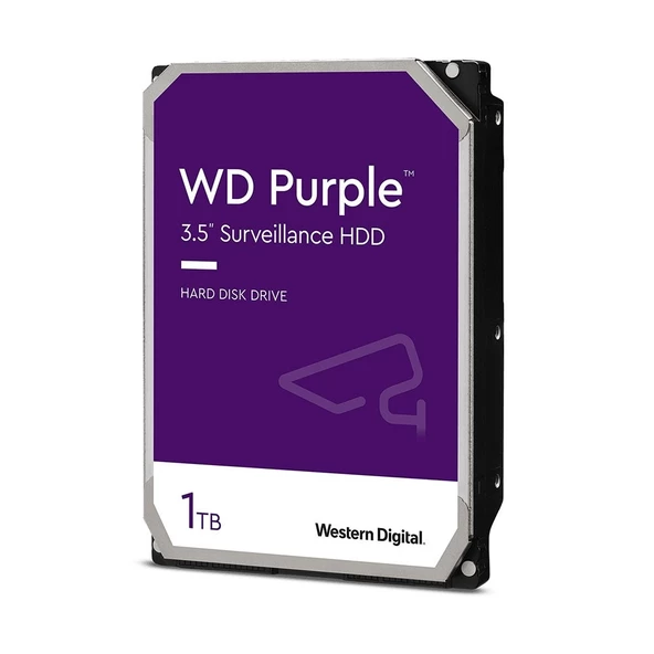 1TB 7/24 Disk 3.5" WD PURPLE 3,5" 64MB 5400RPM WD10PURZ, SATA 3 Güvenlik Diski (HardDisk, HDD)