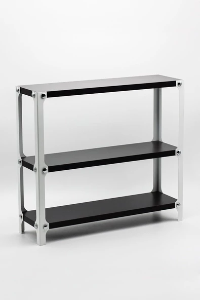 Metal Ahşap 3 Katlı Mutfak Rafı Tezgah Üstü Düzenleyici Siyah Beyaz - 2