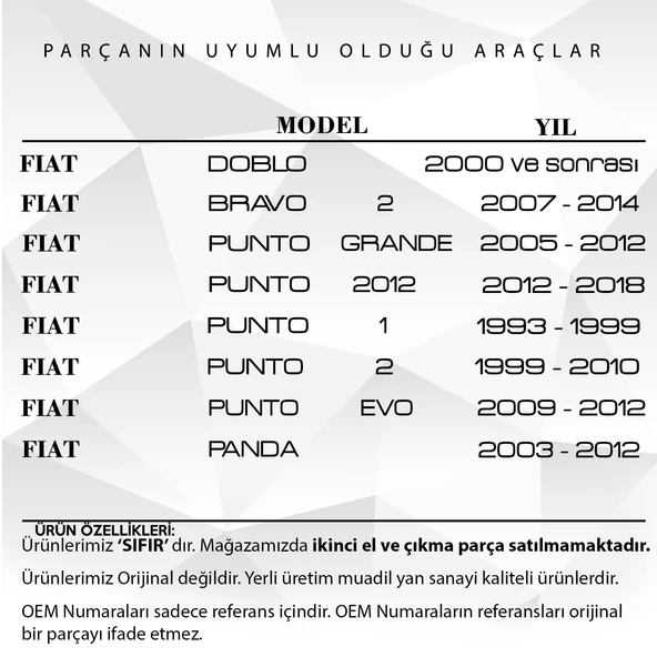 Fiat Doblo, Punto için Kaput Tel Tutucu Klipsi - 2