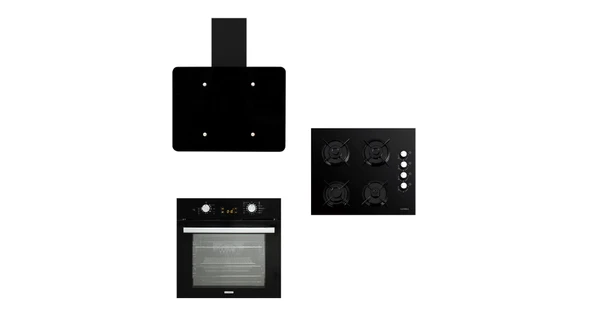 LUXELL FLAT SİYAH CAM ANKASTRE SET