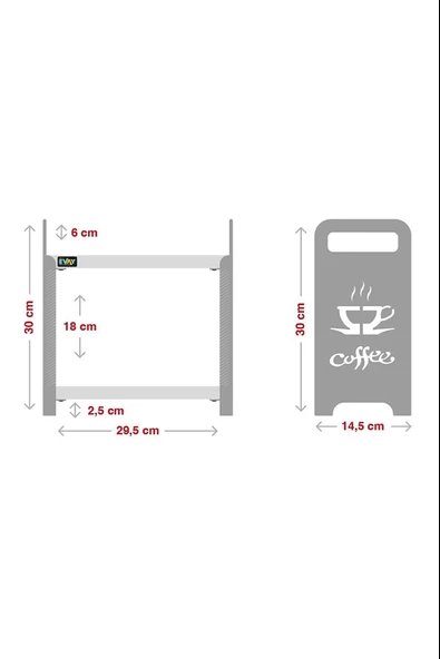 Kahve Köşesi Metal Ahşap 2 Katlı Mutfak Rafı Tezgah Üstü Düzenleyici Siyah Beyaz - 2
