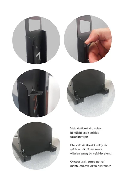 Kahve Köşesi Metal Ahşap 2 Katlı Mutfak Rafı Tezgah Üstü Düzenleyici Siyah Beyaz - 3