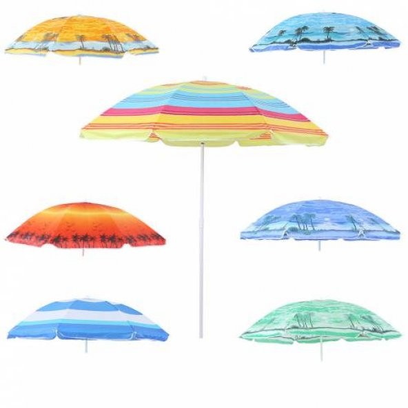 Ekonomik Plaj Şemsiyesi - Baskılı Desenli Plaj Bahçe Teras Piknik Şemsiyesi - Kamp Şemsiyesi