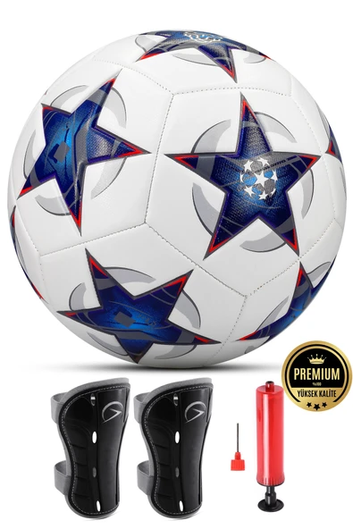 3lü Set Futbol Topu Tekmelik Şampiyonlar Ligi Pompalı Sert Zemin Halı Saha Futbol Topu Mavi No:5