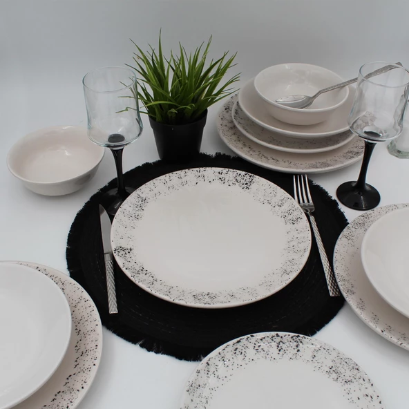 Spot 18 Parça Yemek Takımı Siyah