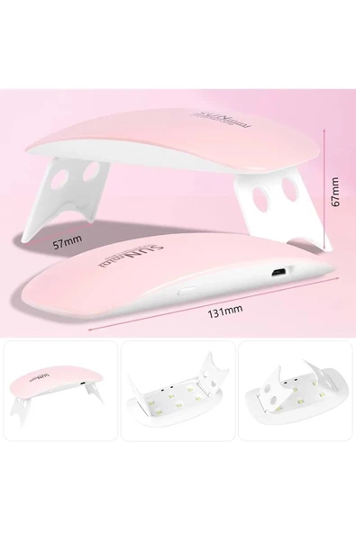 Profesyonel 6W UV LED Tırnak Kurutma Lambası Hızlı Kuruma Akıllı Sensör Çoklu Zaman Ayarı 6 Led - 8
