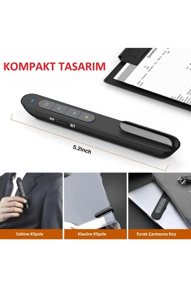 Kablosuz Lazerli Sunum Kumandası Çok Fonksiyonlu Lazer Pointer Ergonomik Gelişmiş Sunum Deneyimi - 4