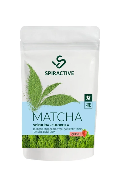 Spiractive Matcha Çayı 100 gr Spriluna Japanese Premium Çilek Aromalı Detox Burner Yeşil Çay Matcha - 2