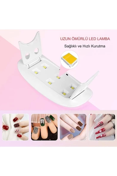 Profesyonel 6W UV LED Tırnak Kurutma Lambası Hızlı Kuruma Akıllı Sensör Çoklu Zaman Ayarı 6 Led - 6