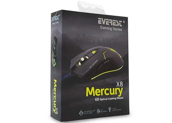 Everest Mercury X8 Usb Siyah 6D Optik Oyuncu Mouse - 4