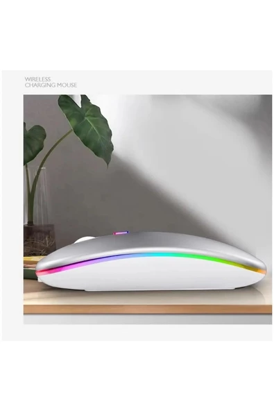 Şarjlı Kablosuz Mouse Bluetooth\2.4ghz RGB Işıklı Sessiz Tıklama Tablet Telefon Bilgisayar Uyumlu - 6