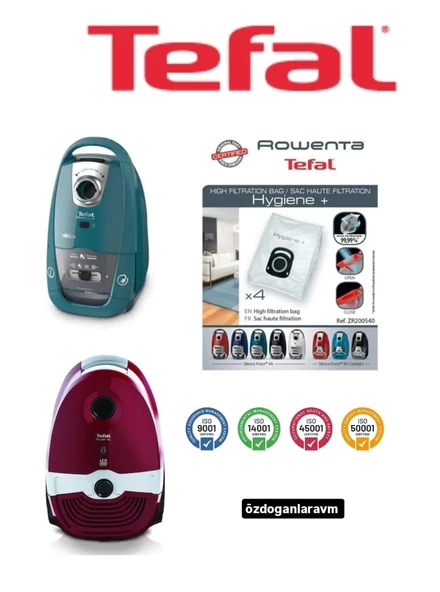 Tefal Süpürge Bez Toz Torbası 4lü Motor Filitreli Kutulu