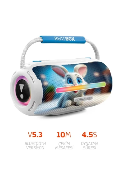Powerway Beatbox Animals Tavşan Led Işıklı Ses Bombası Usb Sd Aux Bluetooth Hoparlör 20W - 3