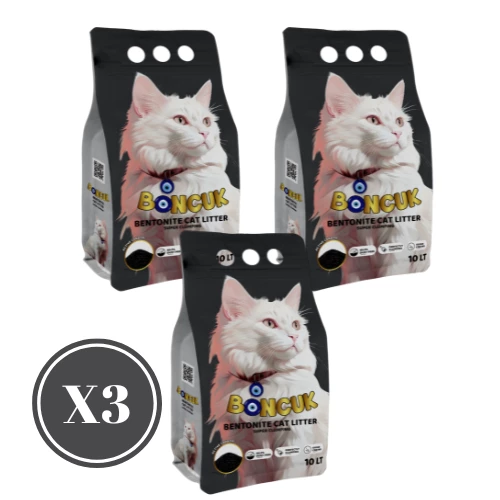 BONCUK AKTİF KARBONLU 10L X 3 KEDİ KUMU